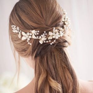 Floral Pearl and Crystal Bridal Hair Vine in Gold